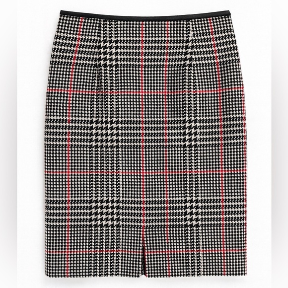 Talbots Vintage Houndstooth Plaid Wool Blend Pencil Skirt Office Holiday Size 4 - Picture 3 of 5